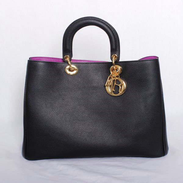 Christian Dior diorissimo original calfskin leather bag 44373 black&peach